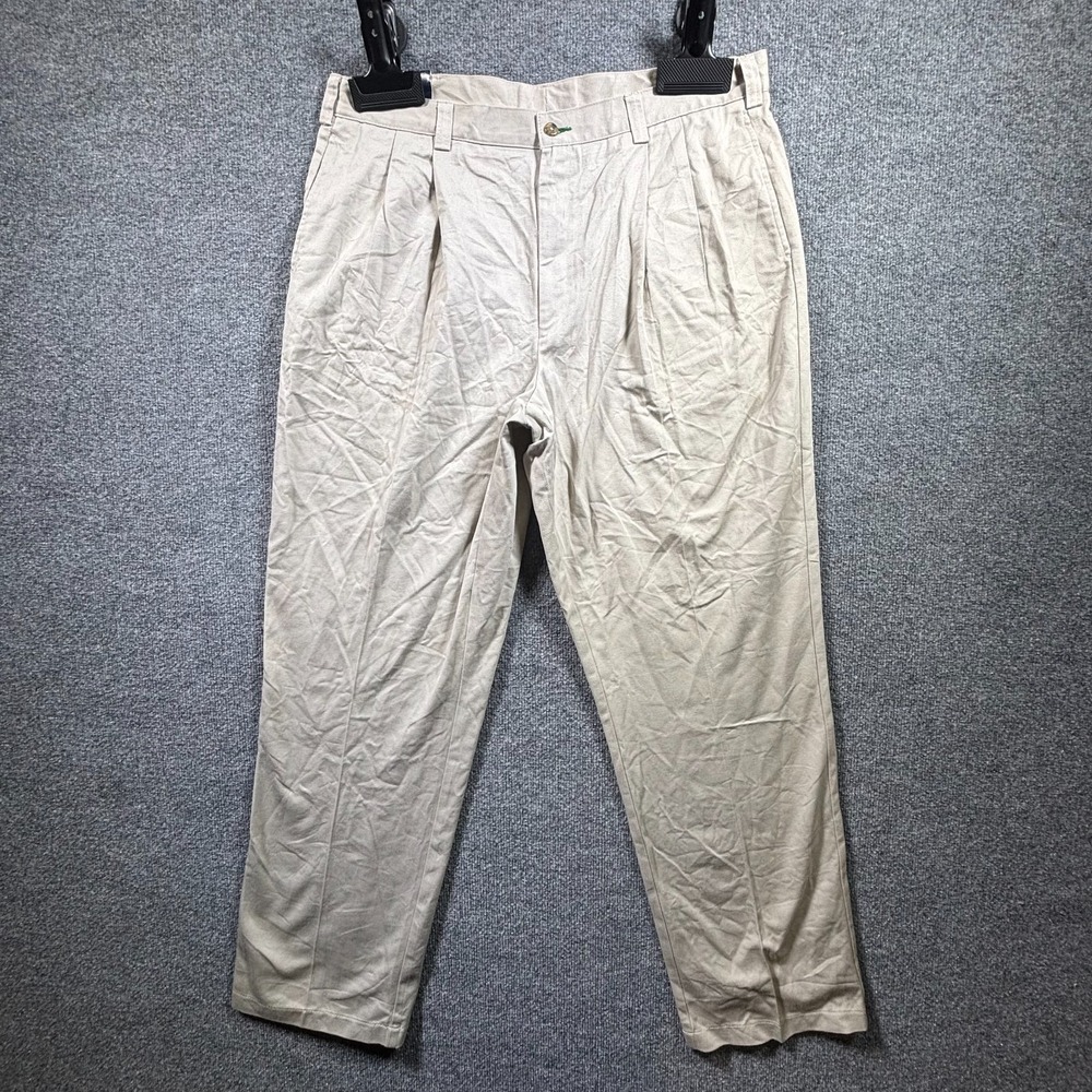 Tommy Hilfiger Khakis Pants Men's 38x34 Gray Straight Pleated Workwear Utility